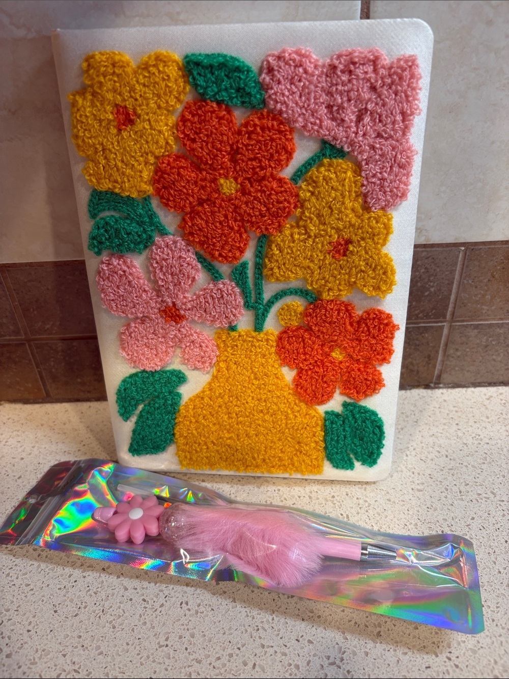 Floral Tuffted Joural with Floral Pen